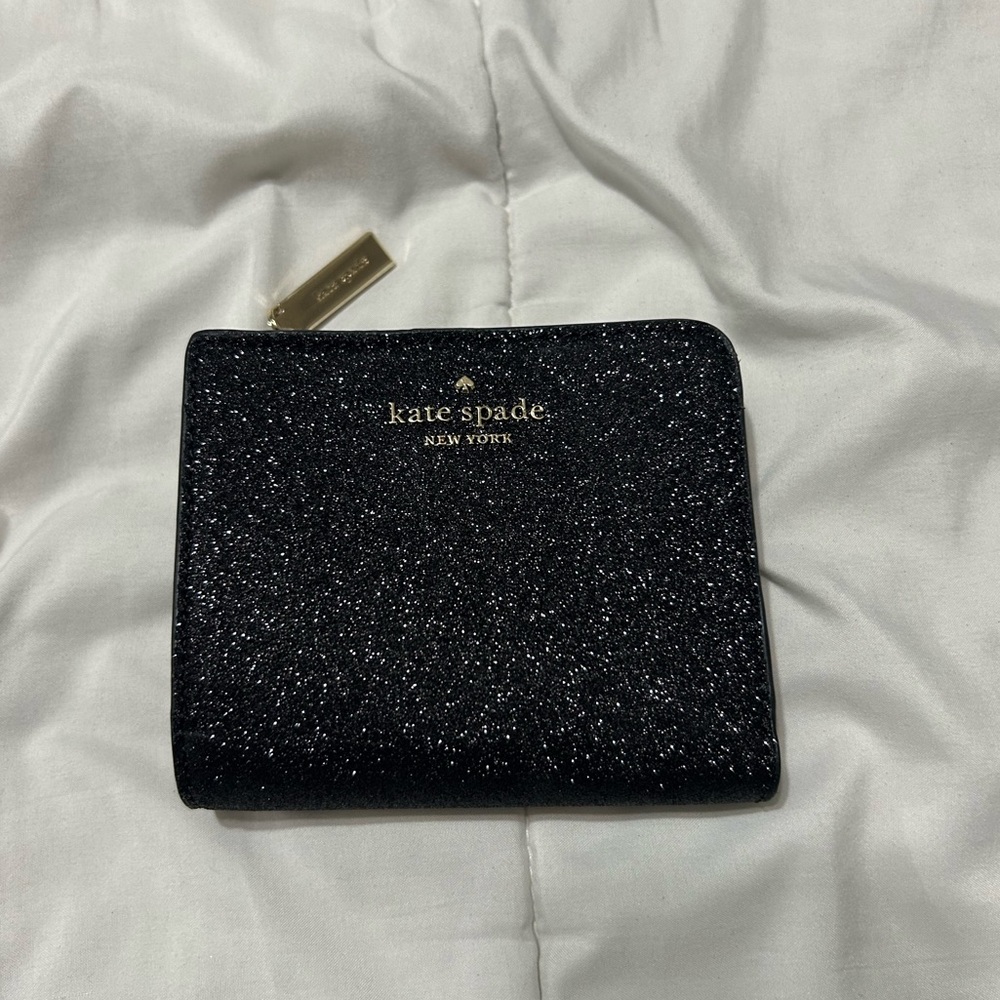 kate spade Black Glitter Zip Wallet